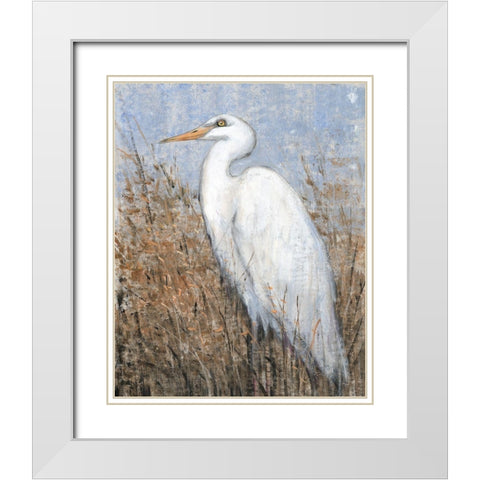 White Heron II White Modern Wood Framed Art Print with Double Matting by OToole, Tim