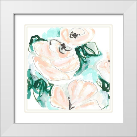 Floral Rhythm I White Modern Wood Framed Art Print with Double Matting by Vess, June Erica