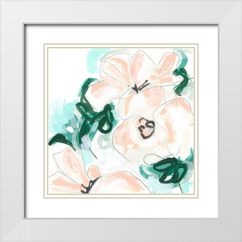Floral Rhythm II White Modern Wood Framed Art Print with Double Matting by Vess, June Erica