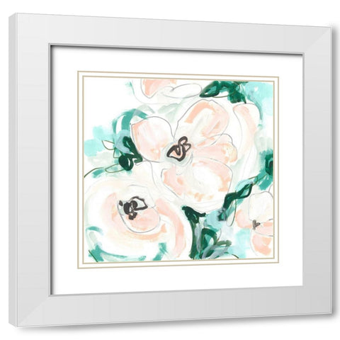 Floral Rhythm III White Modern Wood Framed Art Print with Double Matting by Vess, June Erica