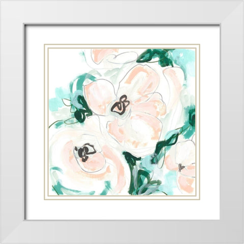 Floral Rhythm III White Modern Wood Framed Art Print with Double Matting by Vess, June Erica