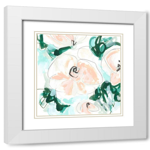 Floral Rhythm IV White Modern Wood Framed Art Print with Double Matting by Vess, June Erica