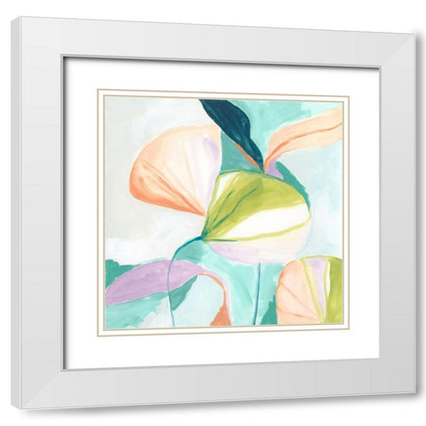 Fan Flowers II White Modern Wood Framed Art Print with Double Matting by Vess, June Erica
