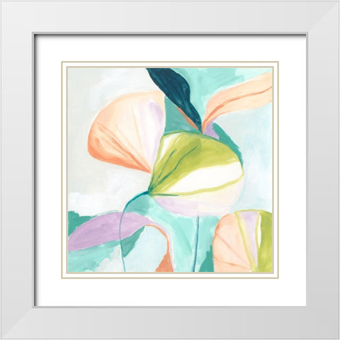 Fan Flowers II White Modern Wood Framed Art Print with Double Matting by Vess, June Erica