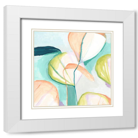 Fan Flowers III White Modern Wood Framed Art Print with Double Matting by Vess, June Erica