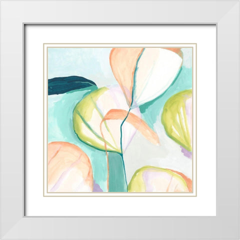 Fan Flowers III White Modern Wood Framed Art Print with Double Matting by Vess, June Erica
