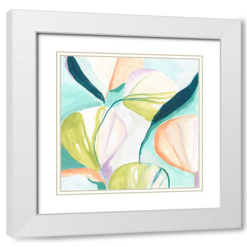 Fan Flowers IV White Modern Wood Framed Art Print with Double Matting by Vess, June Erica