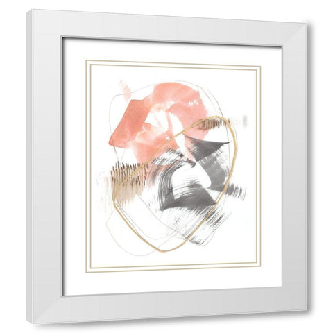 Blushing Circularity I White Modern Wood Framed Art Print with Double Matting by Goldberger, Jennifer