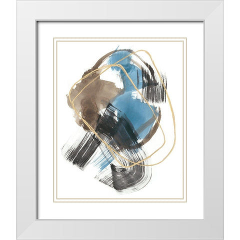 Gold Loops I White Modern Wood Framed Art Print with Double Matting by Goldberger, Jennifer