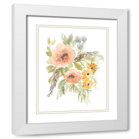 Late Summer Flowers I White Modern Wood Framed Art Print with Double Matting by Goldberger, Jennifer