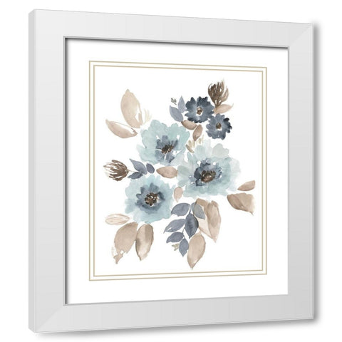 Blue and Chocolate Cascade I White Modern Wood Framed Art Print with Double Matting by Goldberger, Jennifer
