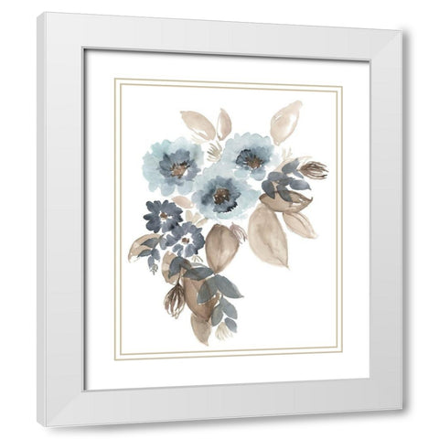 Blue and Chocolate Cascade II White Modern Wood Framed Art Print with Double Matting by Goldberger, Jennifer
