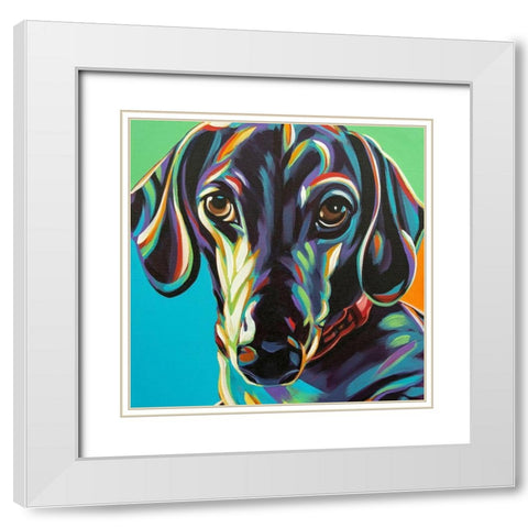 Painted Dachshund I White Modern Wood Framed Art Print with Double Matting by Vitaletti, Carolee