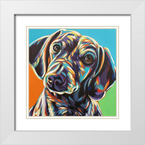 Painted Dachshund II White Modern Wood Framed Art Print with Double Matting by Vitaletti, Carolee