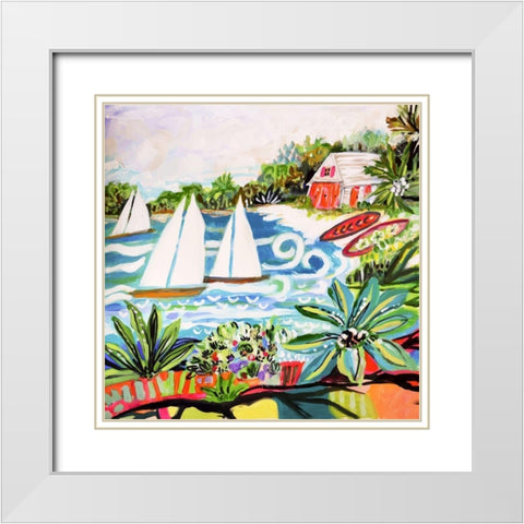 Cottage by the Bay II White Modern Wood Framed Art Print with Double Matting by Fields, Karen