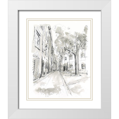 European City Sketch II White Modern Wood Framed Art Print with Double Matting by Vess, June Erica