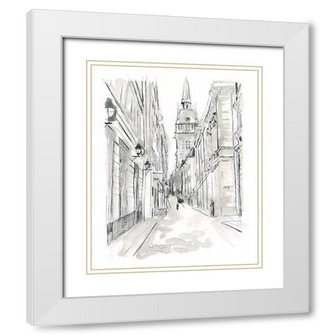 European City Sketch III White Modern Wood Framed Art Print with Double Matting by Vess, June Erica