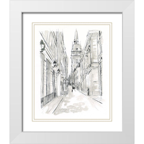 European City Sketch III White Modern Wood Framed Art Print with Double Matting by Vess, June Erica