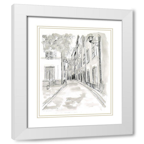 European City Sketch IV White Modern Wood Framed Art Print with Double Matting by Vess, June Erica