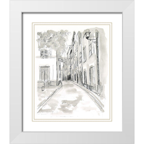 European City Sketch IV White Modern Wood Framed Art Print with Double Matting by Vess, June Erica