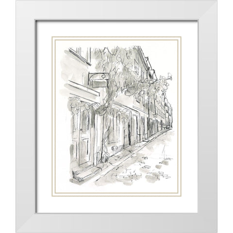 European City Sketch V White Modern Wood Framed Art Print with Double Matting by Vess, June Erica
