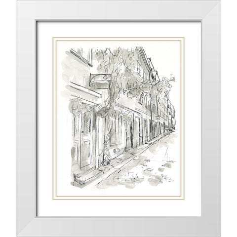 European City Sketch V White Modern Wood Framed Art Print with Double Matting by Vess, June Erica