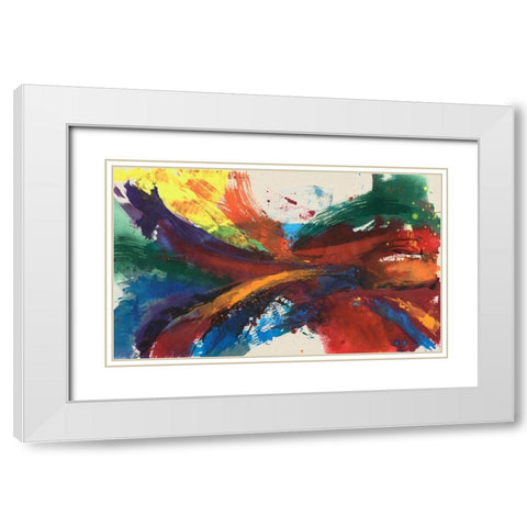 Twisting Rainbow I White Modern Wood Framed Art Print with Double Matting by Goldberger, Jennifer