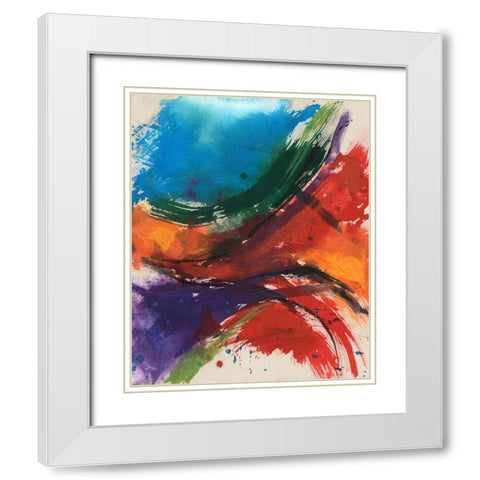 Primary Splash I White Modern Wood Framed Art Print with Double Matting by Goldberger, Jennifer