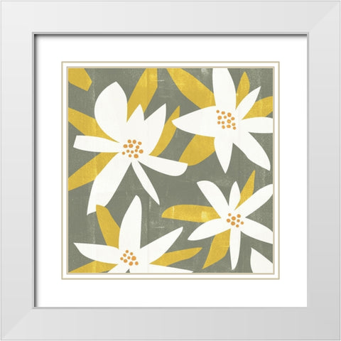 White Petals I White Modern Wood Framed Art Print with Double Matting by Wang, Melissa