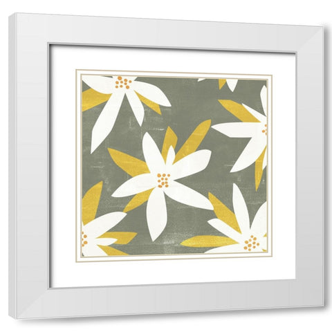 White Petals II White Modern Wood Framed Art Print with Double Matting by Wang, Melissa