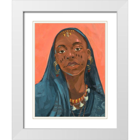 Wodaabe Woman I White Modern Wood Framed Art Print with Double Matting by Green, Jacob