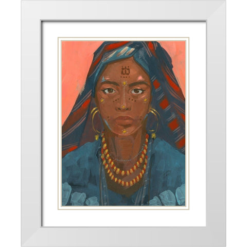 Wodaabe Woman II White Modern Wood Framed Art Print with Double Matting by Green, Jacob