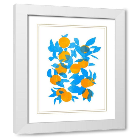 Bright Tangerines I White Modern Wood Framed Art Print with Double Matting by Scarvey, Emma