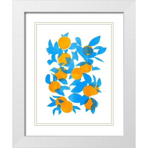 Bright Tangerines I White Modern Wood Framed Art Print with Double Matting by Scarvey, Emma