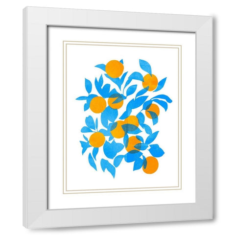 Bright Tangerines II White Modern Wood Framed Art Print with Double Matting by Scarvey, Emma