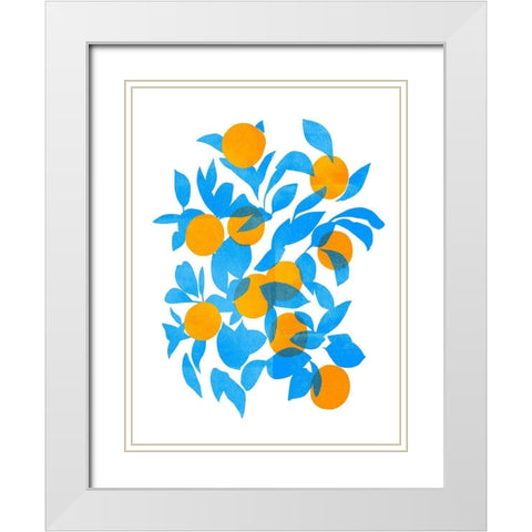 Bright Tangerines II White Modern Wood Framed Art Print with Double Matting by Scarvey, Emma