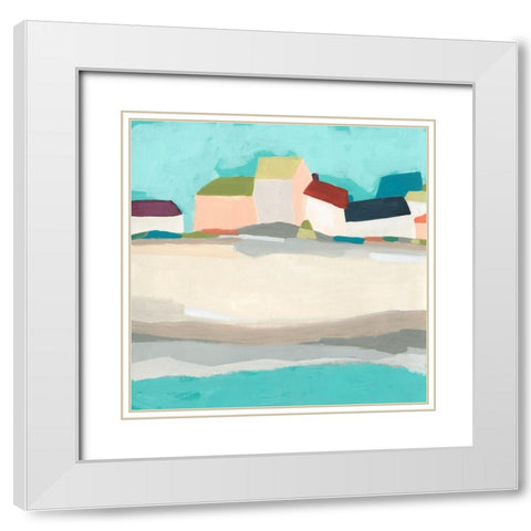 Coastal Village I White Modern Wood Framed Art Print with Double Matting by Vess, June Erica