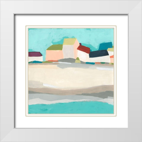 Coastal Village I White Modern Wood Framed Art Print with Double Matting by Vess, June Erica