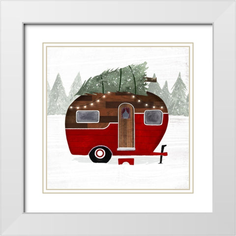 Yuletide Camper I White Modern Wood Framed Art Print with Double Matting by Borges, Victoria