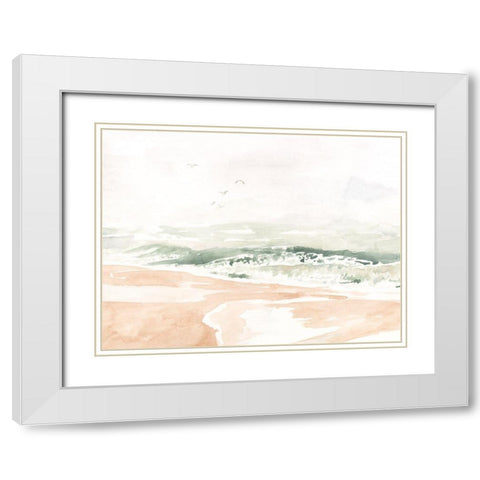 Sandy Surf I White Modern Wood Framed Art Print with Double Matting by Borges, Victoria