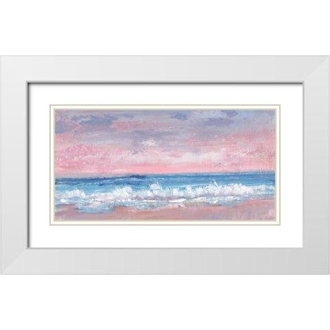 Coastal Pink Horizon I White Modern Wood Framed Art Print with Double Matting by OToole, Tim