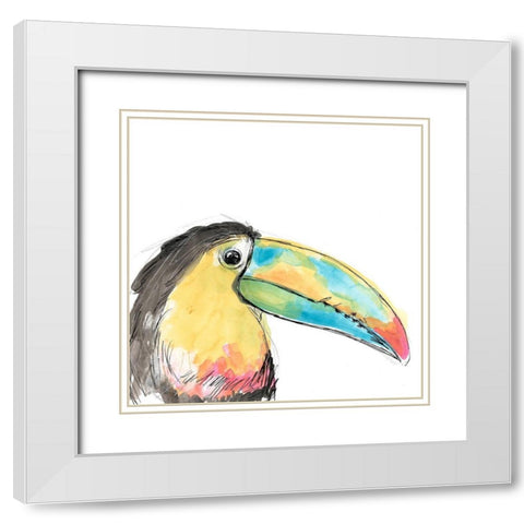 Tropical Bird Portrait II White Modern Wood Framed Art Print with Double Matting by Vess, June Erica