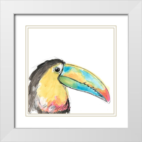 Tropical Bird Portrait II White Modern Wood Framed Art Print with Double Matting by Vess, June Erica