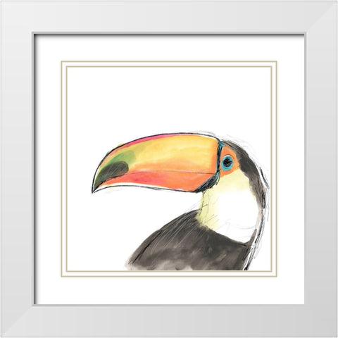 Tropical Bird Portrait III White Modern Wood Framed Art Print with Double Matting by Vess, June Erica