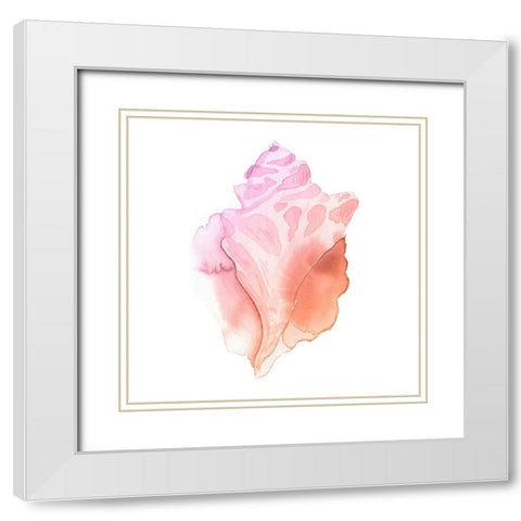 Sunset Conch I White Modern Wood Framed Art Print with Double Matting by Green, Jacob