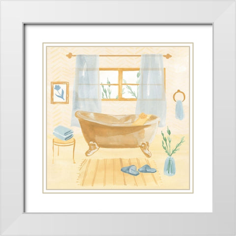 Golden Bath II White Modern Wood Framed Art Print with Double Matting by Warren, Annie