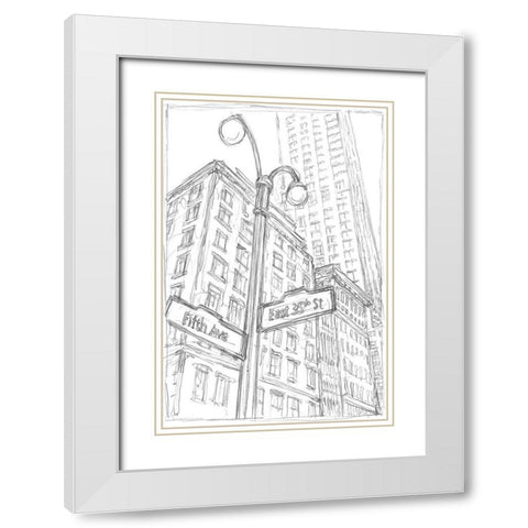 NY Intersection I White Modern Wood Framed Art Print with Double Matting by Harper, Ethan