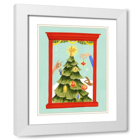 Retro Jingle Ball I White Modern Wood Framed Art Print with Double Matting by Popp, Grace