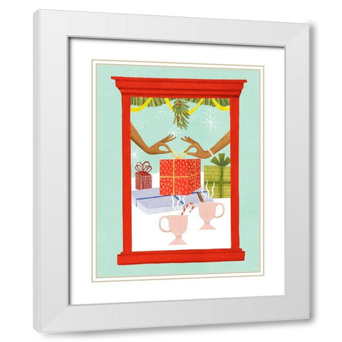 Retro Jingle Ball II White Modern Wood Framed Art Print with Double Matting by Popp, Grace
