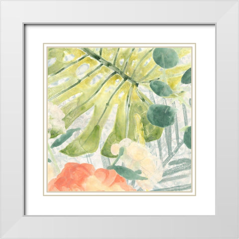 Palm Garden I White Modern Wood Framed Art Print with Double Matting by Vess, June Erica